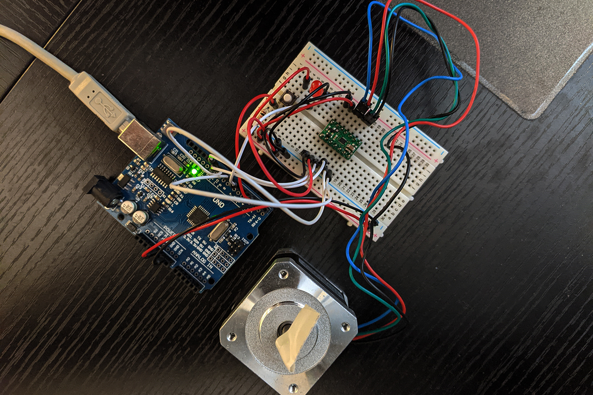 Arduino・ステッピングモーター・ドライバの配線写真