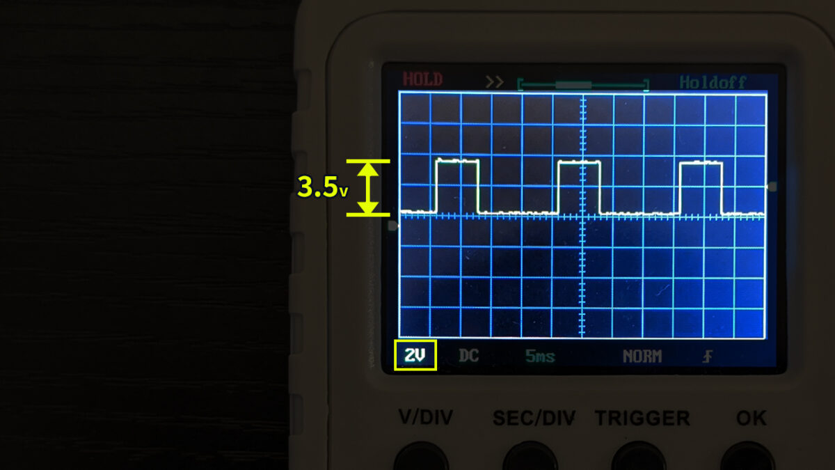 V/DIV（電圧軸）を設定して表示した波形