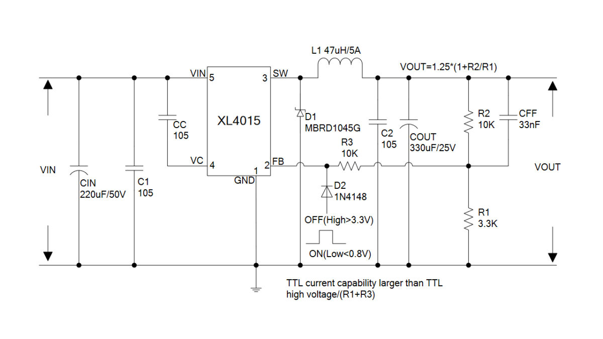 降圧DC/DCコンバータIC（XL4015）を使ったサンプル回路