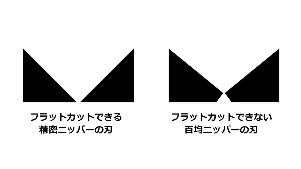 フラットカットできる刃とできない刃の形の違い